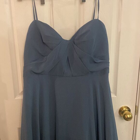 New Marchesa notte slate blue chiffon gown sz 18 - Picture 5 of 7